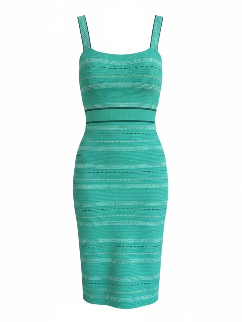 New York & Company Green Striped Knit Midi Dress
